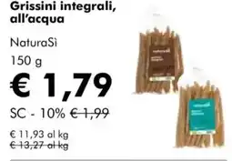 NaturaSì Grissini integrali, all'acqua naturasì offerta