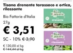 NaturaSì Tisana drenante tarassaco e ortica, rilassante bio fattorie d'italia offerta