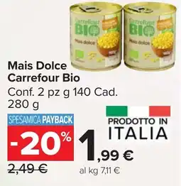 Carrefour Market Mais Dolce Carrefour Bio offerta