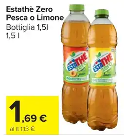 Carrefour Market Estathè Zero Pesca o Limone Bottiglia offerta