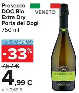 Carrefour Market Prosecco DOC Bio Extra Dry Porta dei Dogi offerta