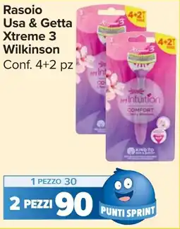 Carrefour Market Rasoio Usa & Getta Xtreme 3 Wilkinson offerta