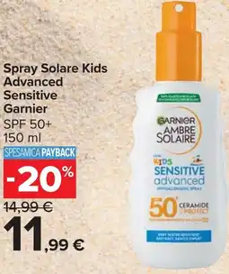 Carrefour Market Spray Solare Kids Advanced Sensitive Garnier SPF 50+ offerta