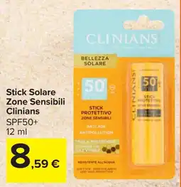 Carrefour Market Stick Solare Zone Sensibili Clinians SPF50+ offerta