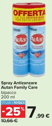 Carrefour Market Spray Antizanzare Autan Family Care offerta