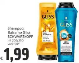 Paghi Poco Shampoo, Balsamo Gliss SCHWARZKOPF offerta