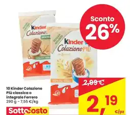 Despar 10 Kinder Colazione Più classica o integrale Ferrero offerta