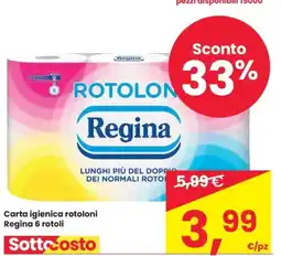 Despar Carta igienica rotoloni Regina 6 rotoli offerta
