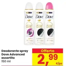 Despar Deodorante spray Dove Advanced assortito offerta