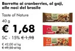 NaturaSì Barretta ai cranberries, al goji, alle noci del brasile Taste of Nature offerta