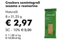 NaturaSì Crackers semintegrali sesamo e rosmarino NaturaSì offerta