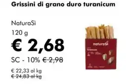 NaturaSì Grissini di grano duro turanicum NaturaSi offerta