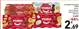 Spazio Conad Lo yogurt italiano yomo intero, zero % grassi, gusti assortiti, offerta