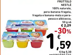 Spazio Conad Fruttolo nestlé 100% naturale, pera-banana-fragola, fragola e banana-mela e pera- pesca e albicocca, offerta