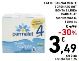 Spazio Conad Latte parzialmente scremato uht bontà e linea parmalat con vitamina D, offerta
