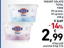 Spazio Conad Yogurt colato total fage 0% grassi, 5% grassi, offerta