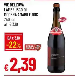 Famila VIE DELL'UVA LAMBRUSCO DI MODENA AMABILE DOC offerta