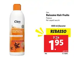 Lidl Cien Balsamo Hair Fruits offerta