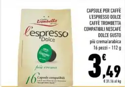 Conad Capsule per caffè l'espresso dolce caffè trombetta compatibili nescafé dolce gusto offerta