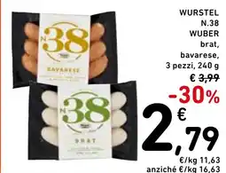 Spazio Conad Wurstel n.38 wuber brat, bavarese,3 pezzi offerta