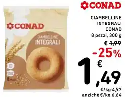 Spazio Conad Ciambelline integrali conad 8 pezzi, offerta