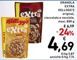 Spazio Conad Granola extra kellogg's original, cioccolato e nocciole, maxi, offerta