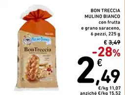 Spazio Conad Bon treccia mulino bianco con frutta e grano saraceno, 6 pezzi, offerta