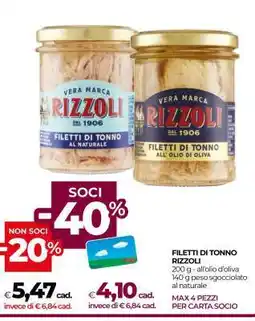 Coop Filetti di Tonno Rizzoli offerta