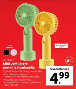 Lidl Mini ventilatore portatile ricaricabile offerta