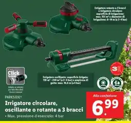 Lidl Irrigatore circolare, oscillante o rotante a 3 bracci offerta