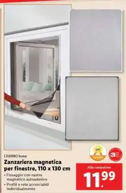 Lidl Zanzariera magnetica per finestre, 110 x 130 cm offerta