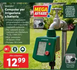 Lidl PARKSIDE Computer per irrigazione a batteria offerta