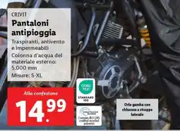 Lidl CRIVIT Pantaloni antipioggia offerta