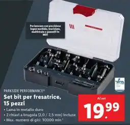 PARKSIDE PERFORMANCE Set bit per fresatrice, 15 pezzi