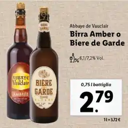 Lidl Abbaye de Vauclair Birra Amber o Biere de Garde offerta