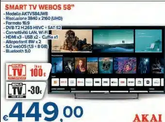 MD Discount Aktv584jwb smart tv webos 58'' offerta