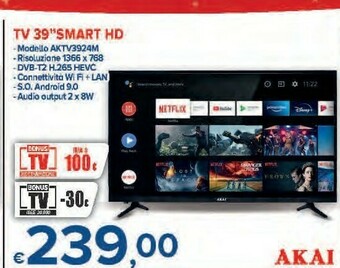 MD Discount Tv 39" smart hd aktv3924m offerta
