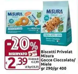 Carrefour Express Biscotti Privolat Misura Gocce Cioccolato/ Miele offerta