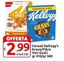 Carrefour Express Cereali Kellogg's Krave/Fibre Vari Gusti offerta