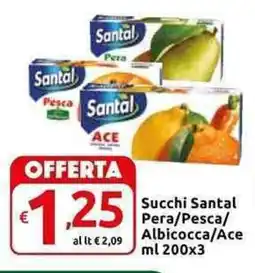 Carrefour Express Succhi Santal Pera/Pesca/ Albicocca/Ace offerta