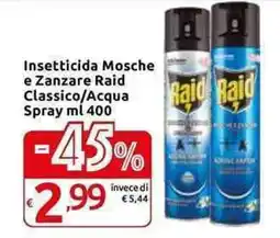 Carrefour Express Insetticida Mosche e Zanzare Raid Classico/Acqua Spray offerta