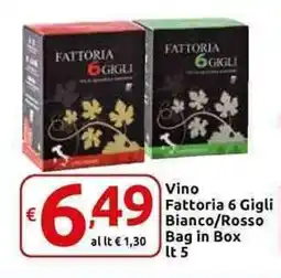 Carrefour Express Vino Fattoria 6 Gigli Bianco/Rosso Bag in Box offerta