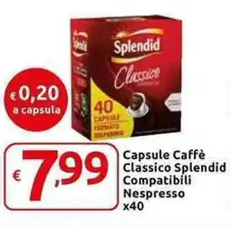 Carrefour Express Capsule Caffè Classico Splendid Compatibili Nespresso x40 offerta