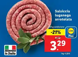 Lidl Salsiccia luganega arrotolata offerta
