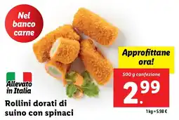 Lidl Rollini dorati di suino con spinaci offerta