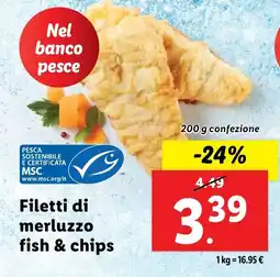 Lidl Filetti di merluzzo fish & chips offerta