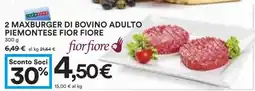 Coop 2 MAXBURGER DI BOVINO ADULTO PIEMONTESE FIOR FIORE offerta