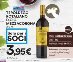 Coop TEROLDEGO ROTALIANO D.O.C. MEZZACORONA offerta