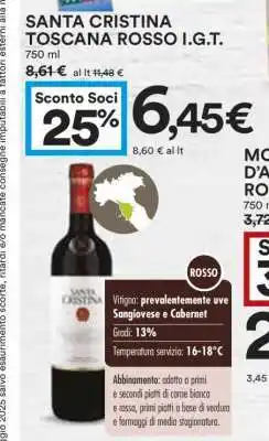 Coop SANTA CRISTINA TOSCANA ROSSO I.G.T offerta