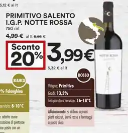 Coop PRIMITIVO SALENTO I.G.P. NOTTE ROSSA offerta